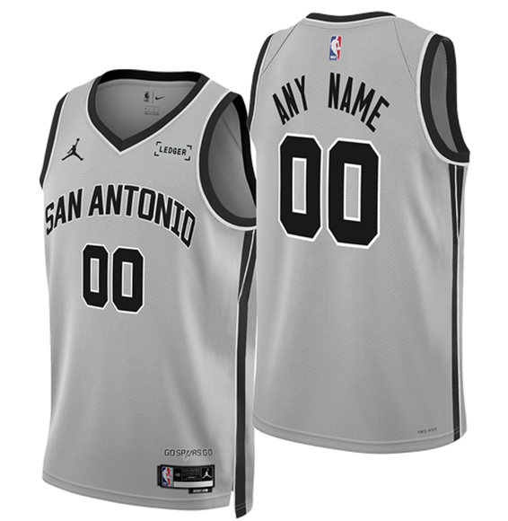 Men's San Antonio Spurs Active Player Custom Silver 2025-26 Statement Edition Stitched Basketball Jersey